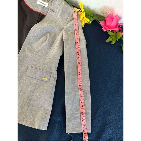 Calvin Klein Women’s Petite Linen Blend-Blazer Otter/White Size 2P - Picture 13 of 14